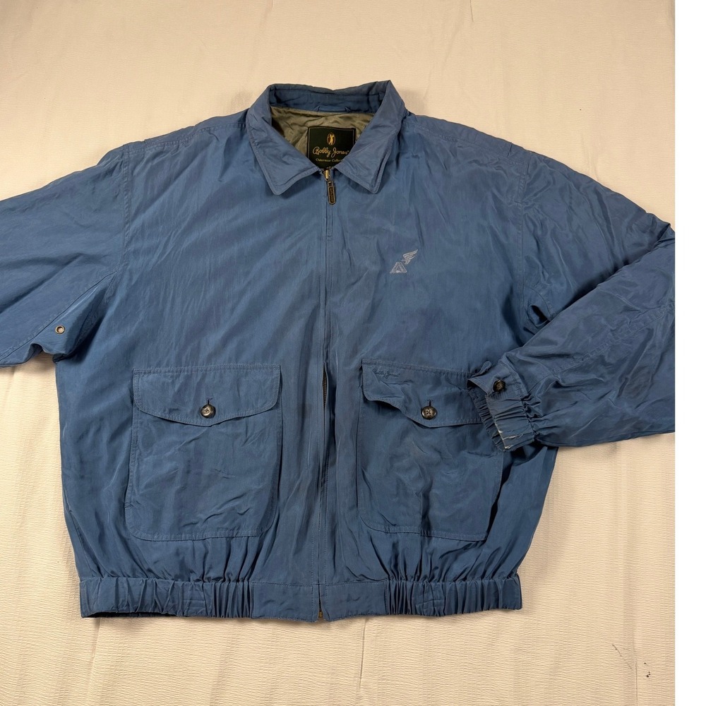 Bobby Jones Vintage Outerwear Mens XL Blue Full Zip Golf Jacket Windbreaker